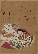 The Poetess Ono no Komachi, 17th Century. Shojo Shokado (Japanese, 1584-1639). Album leaf; ink and