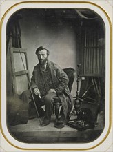 Self-Portrait in Painting Studio, c. 1843. Camille Dolard (French, 1810-1884). Daguerreotype