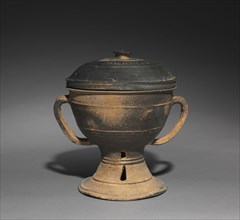 Lidded Cup with Strap Handles, 300s-400s. Korea, Kaya Period (42-562). Stoneware with natural ash