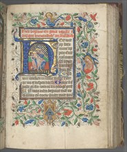 Book of Hours (Use of Utrecht): fol. 63r, Initial with Holy Trinity, c. 1460-1465. Master of