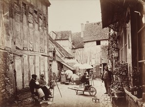 Courtyard with Painters, late 1860s. Unidentified Photographer. Albumen print from wet collodion