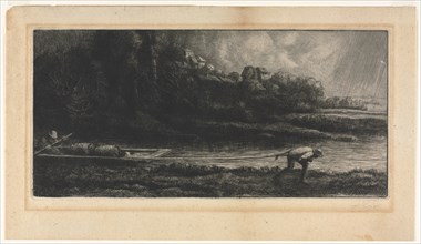 Le Paysage au Bâteau. Alphonse Legros (French, 1837-1911). Etching