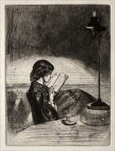 Reading by Lamplight, 1859. James McNeill Whistler (American, 1834-1903). Etching and drypoint