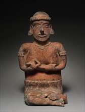 Pair of Seated Figures, 100 BC - 300 AD. Mexico, Nayarit, 1st century BC-4th century AD. Ceramic;