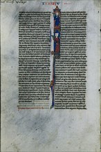 Initial I with Elimelech and Naomi: Leaf from a Latin Bible (1 of 2 Excised Leaves)