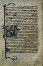 Leaf from a Psalter: Historiated Initial D with The Trinity, c.1310. Follower of Master of the