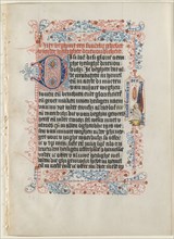 Leaf Excised from a Book of Hours: Angel with a Banderole within a Flourished Border (Prayer to the