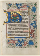 Leaf Excised from a Book of Hours: Decorated Initial H, c. 1470-1480. Related to Masters of the