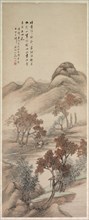 Autumn Landscape, 1644-1911. Yang Borun (Chinese, 1837-1911). Hanging scroll, ink and color on