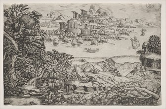Landscape with a Temple above a Lake, 16th century. Monogrammist HI (Italian), and Monogrammist DB