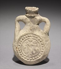 Pilgrim's Flask with Saint Menas, 400-600. Egypt, Coptic, 400s-500s. Terracotta; overall: 10 x 6.4