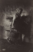 Female Peasant Carrying a Basket and Hay, c. 1870. Auguste Giraudon (French). Albumen print from