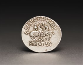 Coin of Eukratides I, 170-145 BC. Afghanistan, Bactria, Bactrian period (3rd-2nd Century BC),