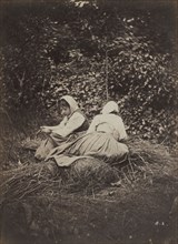 Two Peasant Girls Seated, 1870s. Auguste Giraudon's Artist (French). Albumen print from wet