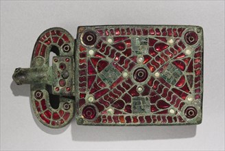 Belt Buckle, c. 525-560. Visigothic, Spain, Migration Period, 6th century. Bronze with garnets,