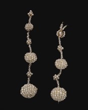 Pair of Earrings (Parure), c. 1850. England, 19th century. Seed pearl on Mother-of-Pearl;