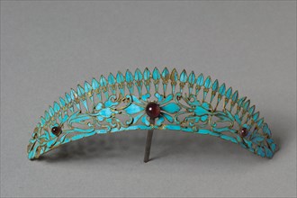 Headdress Ornament, 1800s-1900s. China, Qing dynasty (1644-1911). Gilt copper-silver alloy