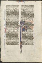 Leaf from a Latin Bible: Initial P with St. Paul Holding a Sword (St. Paul's Epistle to the