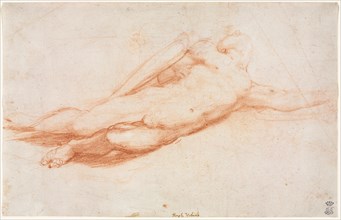 Study of a Fallen Soldier (possibly the Conversion of Saul) (recto), c. 1525. Attributed to