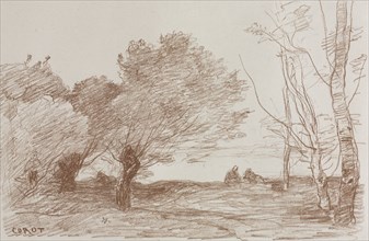 Willows and Poplars, 1871. Jean Baptiste Camille Corot (French, 1796-1875), Robaut. Lithograph with