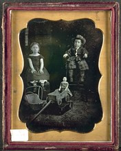 Two Children with Toys, c. 1855. Unidentified Photographer. Daguerreotype, quarter-plate; image: 10