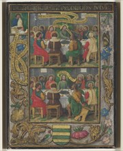 Single Leaf with Scenes from the Last Supper, c.1525-1530. Simon Bening (Flemish, 1483-1561).