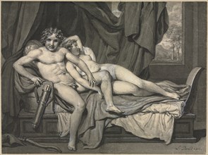 Cupid and Psyche, 1813. Jacques-Louis David (French, 1748-1825). Gray wash and pen and black ink