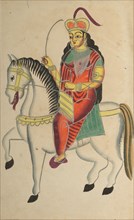 The Mutiny of the Heroine Rani Lakshmi Bai of Jhansi, 1800s. India, Calcutta, Kalighat painting,
