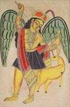 Diana or Artemis, Goddess of the Hunt, 1800s. India, Calcutta, Kalighat painting, 19th century.