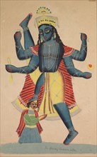 Trivikramapada (Three Steps of Vishnu), 1800s. India, Calcutta, Kalighat painting, 19th century.