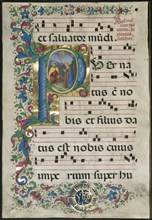 Leaf from a Gradual: Initial P with the Nativity, c. 1500. And workshop Attavante degli Attavanti