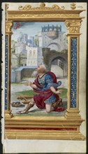 Leaf from a Book of Hours: King David in Prayer (2 of 3 Excised Leaves), c. 1530-35. Noël Bellemare