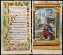 Adjoining Leaves from a Book of Hours: Penitential Psalms and King David in Prayer (2 of 3 Excised