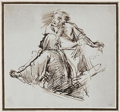 Two Male Figures, c. 1829. George Richmond (British, 1809-1896). Pen and brown ink; sheet: 14.9 x