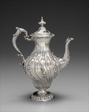 Neo-Rococo Coffee Pot, c. 1850. Elkington & Co. (British). Silver and ivory; overall: 32 x 23.8 x