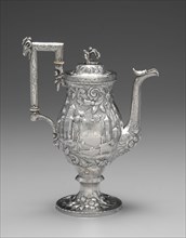 Neo-Rococo Coffee Pot, c. 1840. Samuel Kirk (American, 1793-1872). Silver and ivory; overall: 30.4
