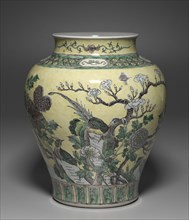 Jar with Flowers, Rocks and Pheasants, 1662-1722. China, Qing dynasty (1644-1912), Kangxi mark and