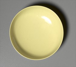 Small Dish with Yellow Enamel, 1736-1795. China, Qing dynasty (1644-1911), Qianlong mark and reign