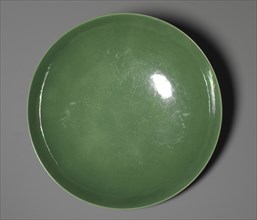 Dish with Green Glaze and Carved Floral Designs, 1736-1795. China, Qing dynasty (1644-1911),
