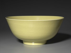 Large Bowl with Yellow Enamel, 1821-1850. China, Qing dynasty (1644-1911), Daoguang mark and reign