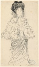 Standing Woman, c. 1900. Charles Paul Renouard (French, 1845-1924). Black crayon; sheet: 20.8 x 12