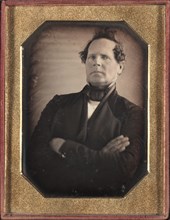 Portrait of Man Leaning Away from Camera, late 1840s. Unidentified Photographer. Daguerreotype,