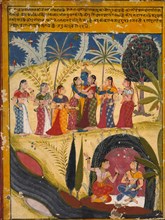Krishna and Gopis, c. 1660. India, Rajasthan, Mewar school, 17th century. Ink and color on paper;