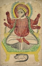 Ganesha, 1800s. India, Calcutta, Kalighat painting, 19th century. Watercolor, black ink, and tin