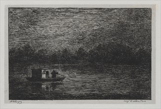 The Boat Trip:  Night Voyage or Net Fishing (second version), 1861. Charles François Daubigny