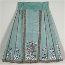 Woman's Bridal Dress, Pleated Skirt, 1800s. China, Qing Dynasty, late 19th century. Embroidery: