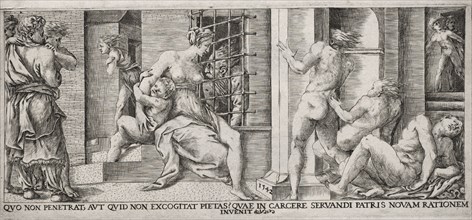 After a Relief in Fountainbleau Palace, Gallery of Francis I: Roman Charity, 1500s. France, 16th