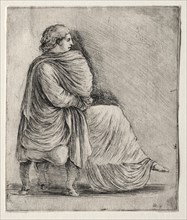 Woman Seated on a Stool, c. 1620s-1630s. Stefano Della Bella (Italian, 1610-1664). Etching; sheet: