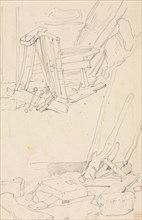 Studies of Wood and Farm Implements. Eugène Isabey (French, 1803-1886). Graphite; sheet: 21.5 x 14