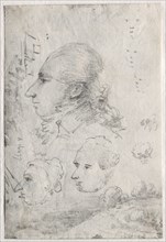 Studies of Heads (verso), c. 1820s(?). Thomas Monro (British, 1759-1833). Black chalk; sheet: 15.6